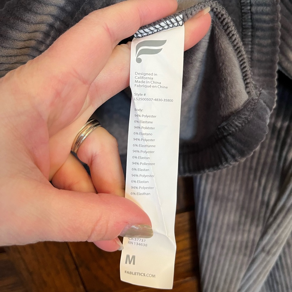 Fabletics Gray Plush Rib Half Zip Sweatshirt, Med… - image 5